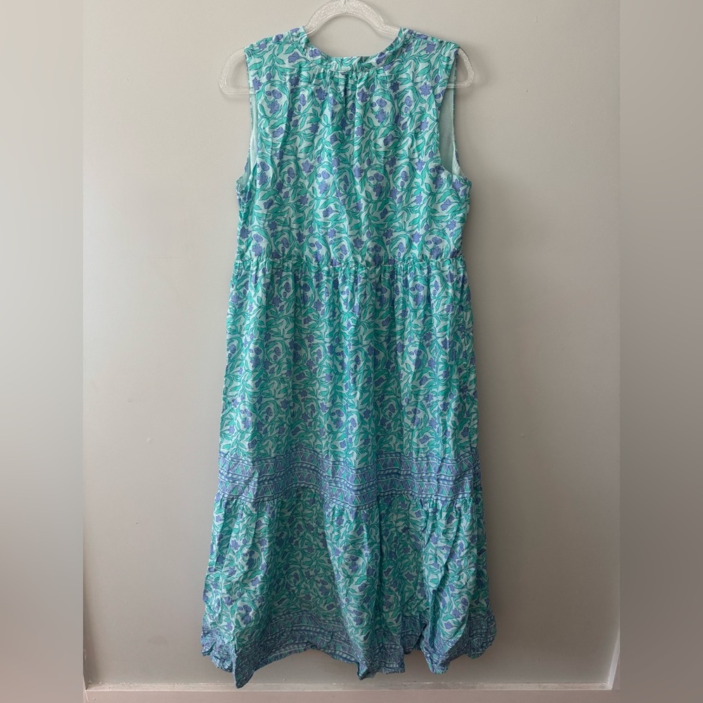 Vineyard Vines Aqua and Lavender Floral Tie-Neck Dress - Picture 3 of 3